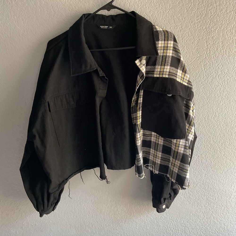 SHEIN Black and Plaid Jacket